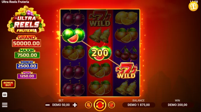 Ultra Reels Fruteria - vinstlinje med gyllene sjua